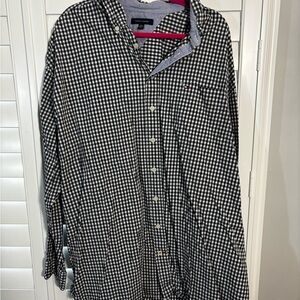 Tommy Hilfiger Black and White Checkered Men's Shirt - Big and Tall 4XLT
